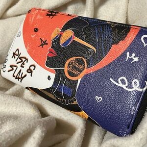 Bold Art Statement Zip Wallet “Black Queen” Graphic Design
